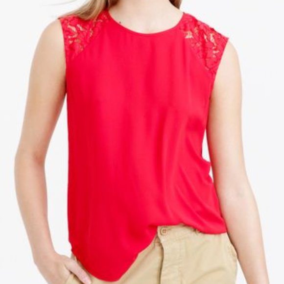 J. Crew Sleeveless Top with Lacy Shoulders - Picture 10 of 11